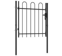 Porte de clôture simple battant 1 x 1 m noir | Pointe bombée en acier | Robuste et durable pour le jardin et l'entrée | Idéal comme brise-vue et barrière