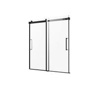 VEVOR Porte de Baignoire-douche sans Cadre 1422-1524x1524 mm, Pare-baignoire Coulissante Double, avec Verre Trempé Transparent de 8 mm et Poignée en Acier Inoxydable, pour Salle de bain, Noir