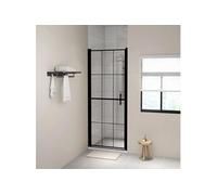 vidaXL Porte de douche verre trempé 91x195 cm noir