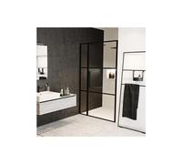 Riho Grid porte de douche 110 cm à ouverture basculante noir mat/verre à motif G004004121