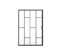 Porte de douche coulissante en métal noir mat style verrière - Verre anti-calcaire - 120 x 195 cm - SONIKRA