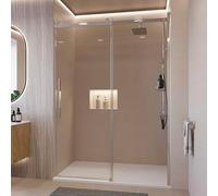 Porte de douche coulissante en verre transparent H195 8mm anticalcaire EUCLIDE - 160