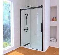 Porte de Douche Coulissante Industriel 120x200 + Receveur Blanc + Colonne de Douche Thermostatique