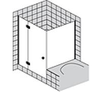Porte de douche d'angle à cadre partiel SPRINZ Fortuna avec partie latérale raccourcie sur la baignoire, arrêt à gauche, 1000x1000x2000mm, FA12L002003301SM, Cabines de douche: Pièces de montage : Chro