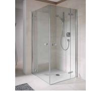 Porte de douche d'angle à charnières en corail avec panneau fixe - demi-pièce S500Plus EFFS L 100, 970-985x2000mm, VF08310020DP1, Cabines de douche: Cadre : Argent poli, Verre : ESG GlasPlus