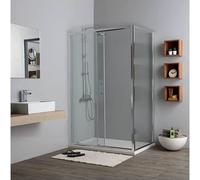 Porte de Douche de Niche 100 cm avec côté Fixe 80 cm Transparent | New Giada