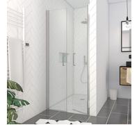 Porte de Douche Double Battant 90x200cm - Verre Trempé Transparent 6mm - Profil Chromé