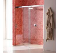 PORTE DE DOUCHE EN NICHE 140 CM AVEC CÔTÉ FIXE À DROITE VERRE TRANSPARENT