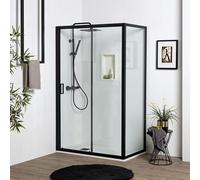 PORTE DE DOUCHE NICHE 150 CM + PAROI FIXE 70 CM VERRE 6 MM TRANSPARENT CITY