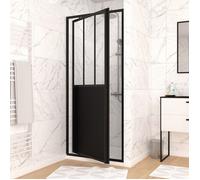 Porte de douche pivotante 80x200cm type atelier - Profilés noir mat Verre 5mm - WORKSHOP GLOSSY