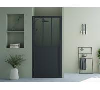 Porte de douche pivotante noir mat style atelier - 80 x 195 cm - URBANIK