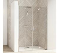 Porte de douche pliante Kinedo SMART DESIGN S XXL, 2 portes sans seuil, niche 1100x2000x6mm Profilé blanc, Verre Transparent