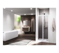 Porte de douche pliante -profilé blanc -verre transparent- Riviera 2.0 S 84-90CM NOVELLINI