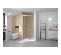 Porte de douche porte pivotante réversible SUPRA largeur 1,00m hauteur 1,90m profilé blanc verre sécurit 5mm transparent