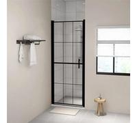 Porte de douche - - 91x195 cm - Verre trempé - Noir - Pivotante