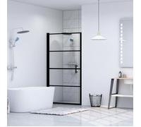 vidaXL Porte de douche Verre trempé 100x178 cm Noir - Pivotante - Résistante aux éclaboussures