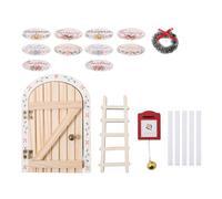 Porte De Fée En Bois - Porte Miniature De Vacances De Noël, Guirlande Florale, Décoration D'intérieur | Ornement De Petite Portee Enchanteur Pour Salle De Jeux, Salon, Salle De Classe Étagère, Fenêtre