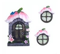 Porte de fée miniature en résine avec propriétés lumineuses, pour accrocher aux arbres et créer des contes de fées dans les jardins extérieurs