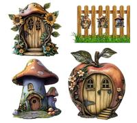 Porte de Fée pour Arbre | Porte Miniature 2D pour Maison de | 3 Accessoires Miniatures Mignons Rustiques et Magiques pour Décoration Murale Enfant, Jardin, Arbre, Maison de Fée et Étagère