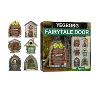Porte de fée pour Arbre | Portes de fées pour Arbres d'extérieur | Fairy Garden Accessories Outdoor, Garden GNOME Doors Outdoor Decor Accessories for Kids Room, Wall and Trees, Lot de 6