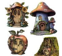 Porte de Fée pour Mur - Décor Miniature en Bois,3 Pièces Portes de Maison de Conte de Fées - pour Mur Intérieur Extérieur Table Chambre Salon Chambre d'enfant Jardin