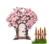 Porte de fée pour murs, porte - jardin en bois miniature miniature, cadres décoratifs, arbre, coffre mon
