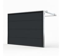 Porte de garage électrique, avec moteur, 2000 x 2000 mm, Woodgrain, RAL 7016 gris anthracite