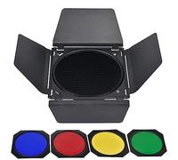 Porte de grange 4 couleurs gel avec grille en nid d'abeille pour réflecteur standard de 17,8 cm accessoire d'éclairage de photographie grille nid d'abeille gel de couleur réflecteur standard