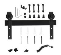 Porte de grange coulissante 36 po x 84 avec quincaillerie et poignée for porte 6, pi, cadre en K, bois d'épicéa massif, peinture aérosol grise