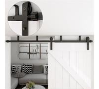 Porte de grange Coulissante, Kit de quincaillerie for porte de grange coulissante à montage au plafond de 4 à 13 pieds, support de plafond antirouille, rail for porte de grange simple(5FT-152CM)