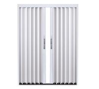 Porte de grange coulissante pliante en aluminium blanc pour chambre à coucher, salle à manger, cuisine, garde-manger, salle de bain - Séparateur de pièce verrouillable simple/double porte 151 x 203 cm