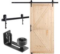 Porte de grange et kit de quincaillerie VEVOR Système de porte coulissante, 1067 x 2134 mm Porte coulissante en bois et verre, silencieuse, kit de porte de grange avec guidage au sol 8 en 1 et poignée
