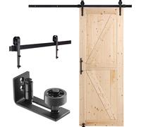 Porte de grange et kit de quincaillerie VEVOR Système de porte coulissante, 762 x 2133,6 mm Porte coulissante en bois, douce et silencieuse, kit de porte de grange avec guidage au sol 8 en 1 et poigné