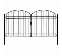 Porte de jardin à double battant en acier 300 x 175 cm | Revêtement par poudre, anti-rouille, forme d'arc, pour jardin et terrasse