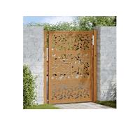 vidaXL Porte de jardin Design Feuilles – Acier résistant aux intempéries, porte extérieure