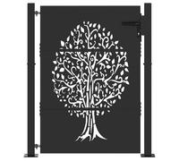 vidaXL Porte de jardin en acier Noir 85x155 cm – Peint par poudre, résistant à la rouille
