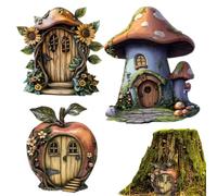 Porte de jardin féérique miniature 2D en bois | Mignon rustique 3 x accessoires miniatures de conte de fées pour le mur Kids House Decoration Jardin
