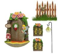 Porte de jardin féerique miniature, porte de maison de fée - Sculpture de fenêtre miniature avec lanterne pour arbres | Portes féeriques en résine qui brillent dans l'obscurité, maison Gnome pour cham