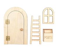 Porte de lutin de Noël et accessoires en bois 4 pièces