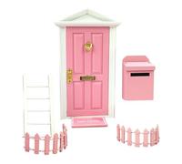 Porte de maison de - Kit de scène miniature Fairy Garden, échelle de porte en bois 1:12 | Comprend un tapis de clôture de boîte aux lettres d'échelle, couleurs vives et design sans déformation