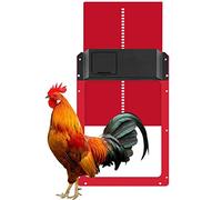 Porte De Poulailler Automatique,Automatic Chicken Coop Door,with Light Sensing Étanche D'ouverture du Soir Et du Matin,pour Poulets Poules Canards Etc,Rouge