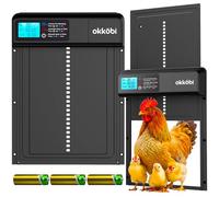 Porte de Poulailler Automatique Okköbi - Coop Door Lite - À Piles (3X AA incluses) - Mode Minuterie & Manuel - Écran LCD - Fonction Anti-pincement - Ouverture 28x24 cm
