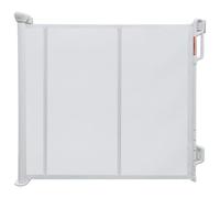 Porte de sécurité pour bébé rétractable/Porte en Filet pour Chien, Convient pour Une Utilisation intérieure et extérieure, s'étend jusqu'à 55" de Large, Gris (White, Version améliorée)