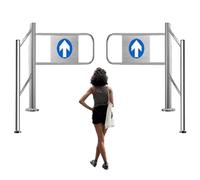 Porte de sécurité swing en acier inoxydable industriel, barrière métallique universelle avec garde-corps pour supermarchés, bibliothèques et magasins - Entrée de sécurité durable (150x100cm, Silver-B)