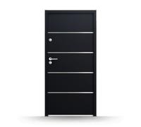 Porte de service anthracite, 100x200 cm, ouverture extérieure, porte de service pleine, acier, modèle Bergerac, configuration personnalisée
