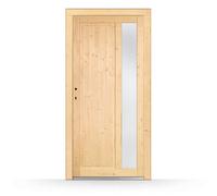 Porte de service bois vitrée Nevers sans poignée - 98×198 cm, personnalisable et élégante pour entrée ou garage