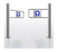 Porte de swing de sécurité chargée au ressort, Portillon piétonnier battant automatique unidirectionnel à 90° en acier inoxydable argenté, largeur 100-200 cm(W 190cm (74 4/5"))