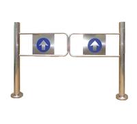 Porte de Swing d'entrée de supermarché, Porte métallique piétonne entrepôt, Porte de sécurité à 1 Sens, Fermeture Automatique en Acier Inoxydable pour Les centres commerciaux (Argent) (50 × 97 cm)