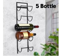 Porte de vin - TEMPSA - Support mural en métal - Capacité 5 bouteilles - Design contemporain - Noir