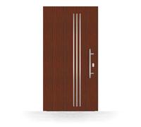 Porte d'entrée acajou, pvc, 760 x 1885 mm, modèle Vitry-sur-Seine, configuration personnalisée